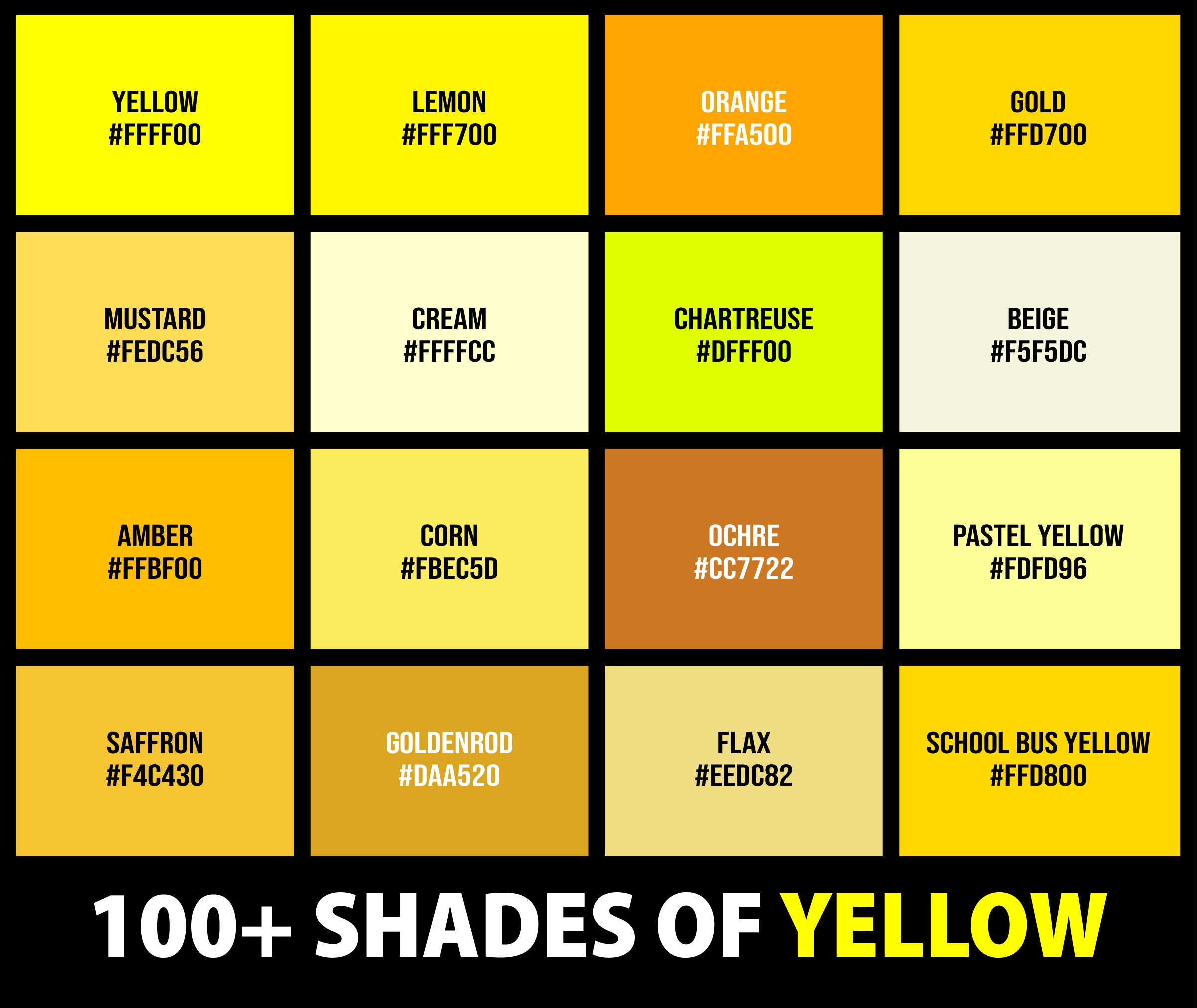 Yellow Bar Mülheim An Der Ruhr 100+ Shades of Yellow Color (Names, HEX, RGB, & CMYK Codes