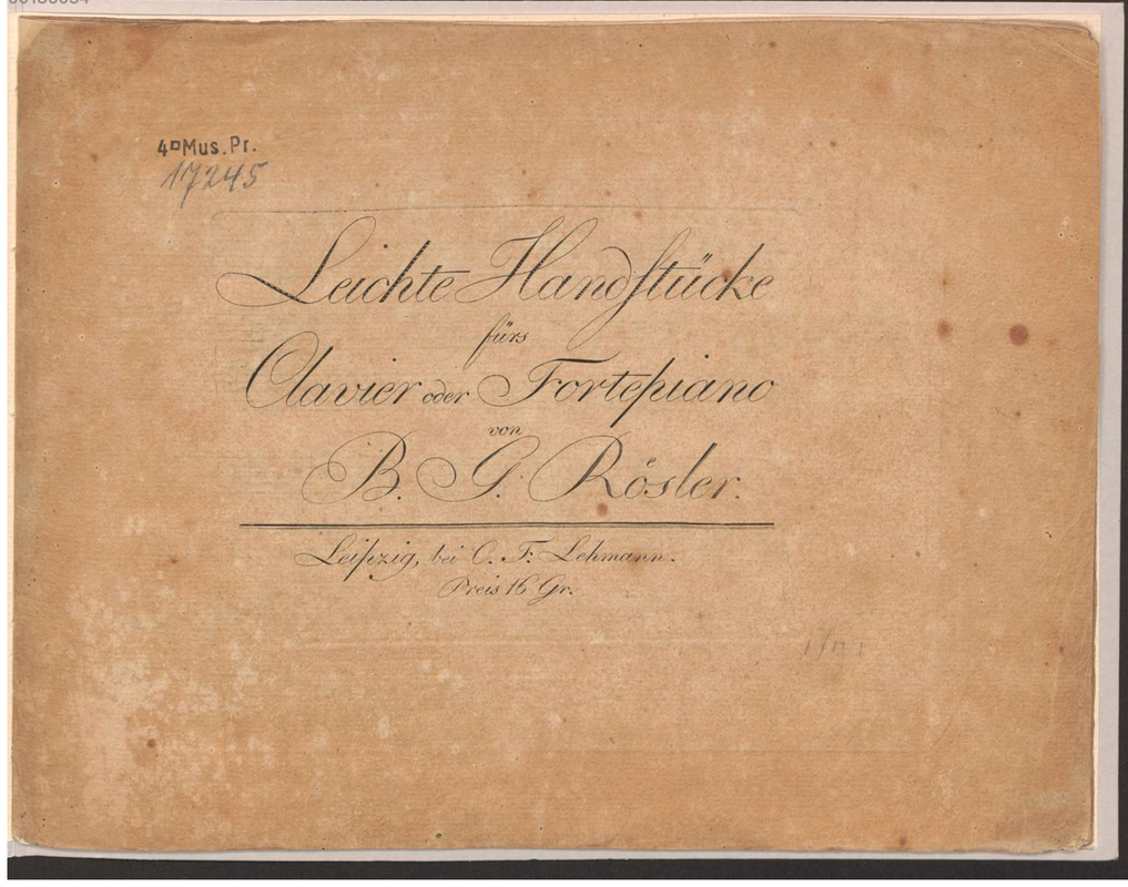 Augenarztpraxis Dr. Maximilian P. Mösler Und Dr. Sabina Barthelmeß-mösler 14 Leichte Handstücke (Rösler, Benjamin Gottlob) - IMSLP