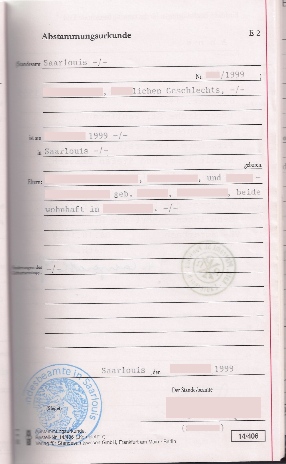 Ist Die Abstammungsurkunde Die Geburtsurkunde Abstammungsurkunde 1999 (DE-RO) - Musterübersetzungen von Urkunden