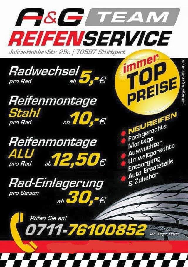 Reifenservice In Der Nähe Jetzt Geöffnet A&G Team Reifenservice – Reifenservice in Stuttgart – Degerloch