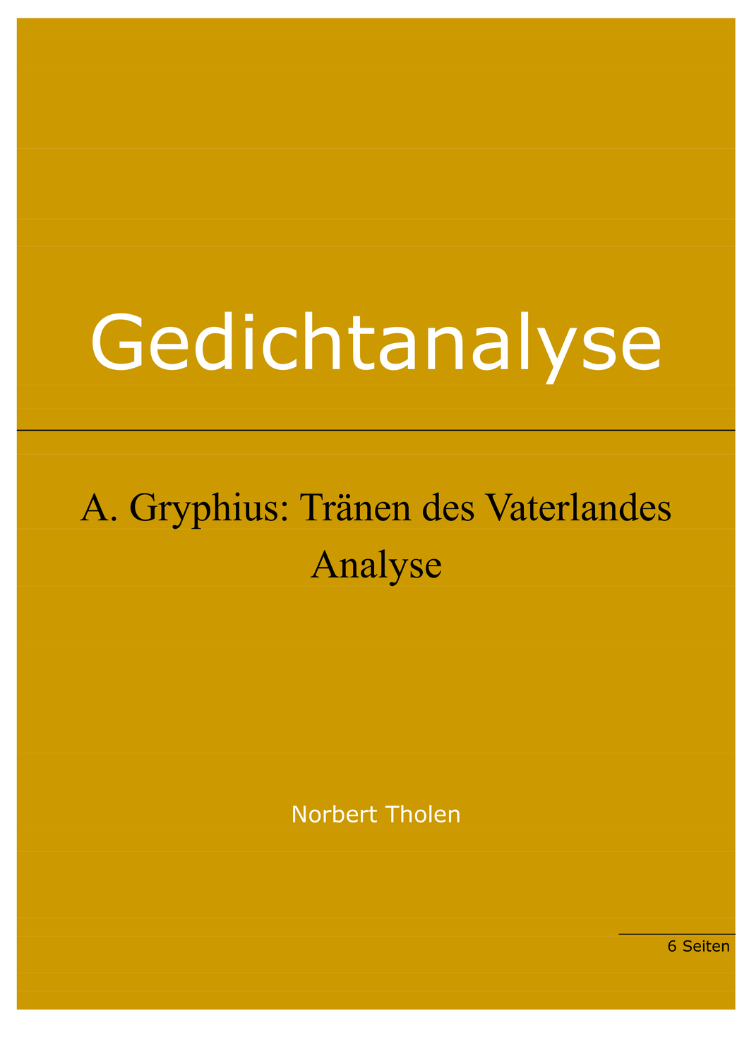 Andreas Gryphius Tränen Des Vaterlandes
