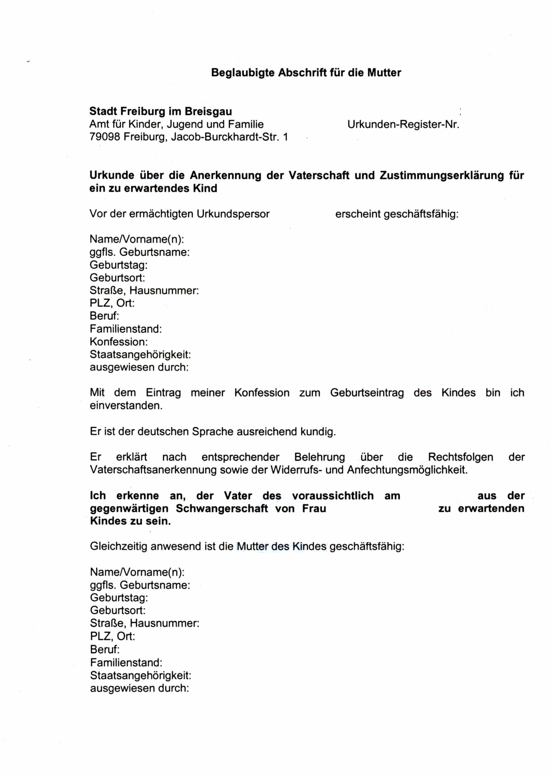 Anerkennung Der Vaterschaft Vor Der Geburt Anerkennung der Vaterschaft - Beglaubigte Übersetzungen