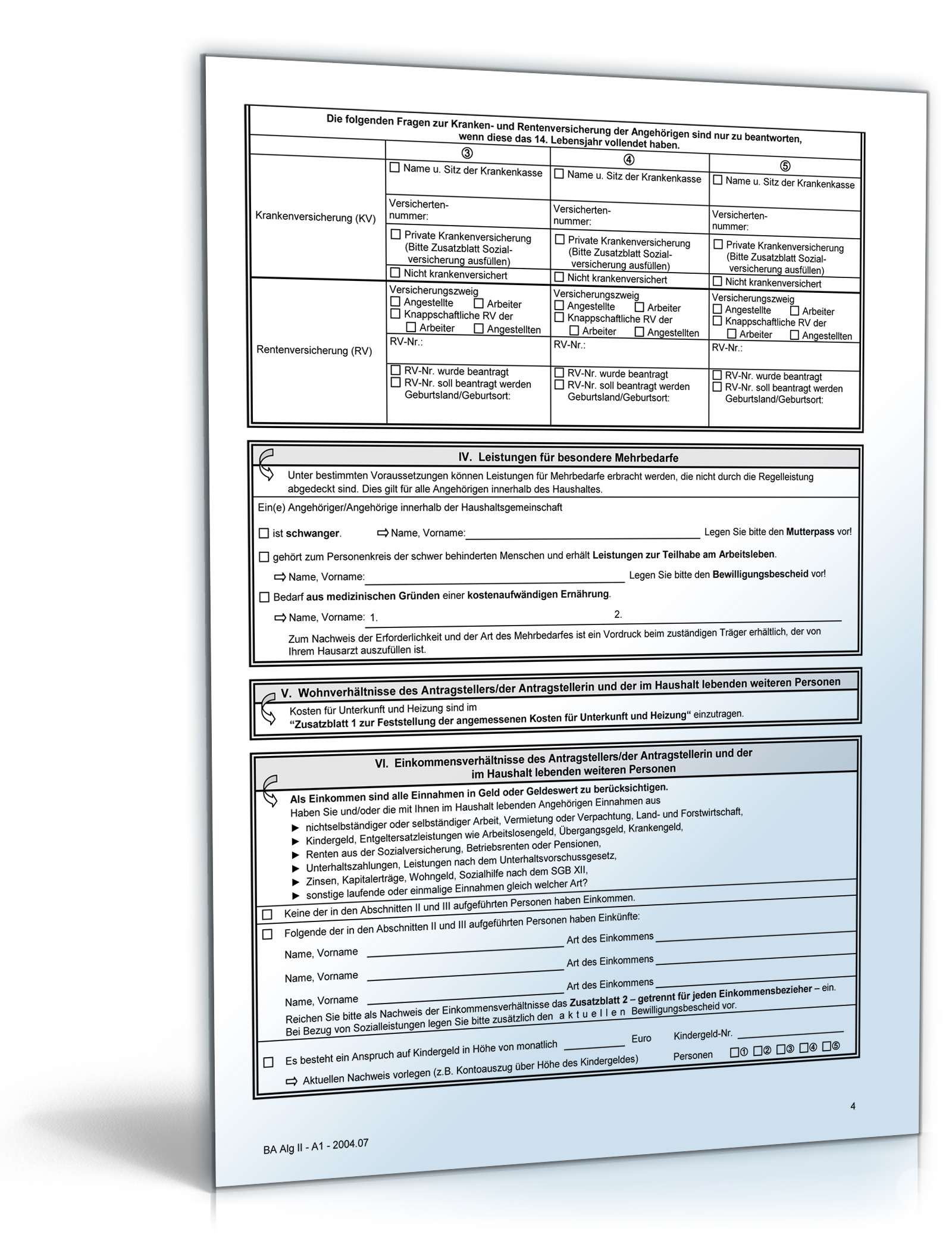 Antrag Auf Erteilung Einer Aufenthaltserlaubnis Antrag auf Arbeitslosengeld 2 | Formular zum Download