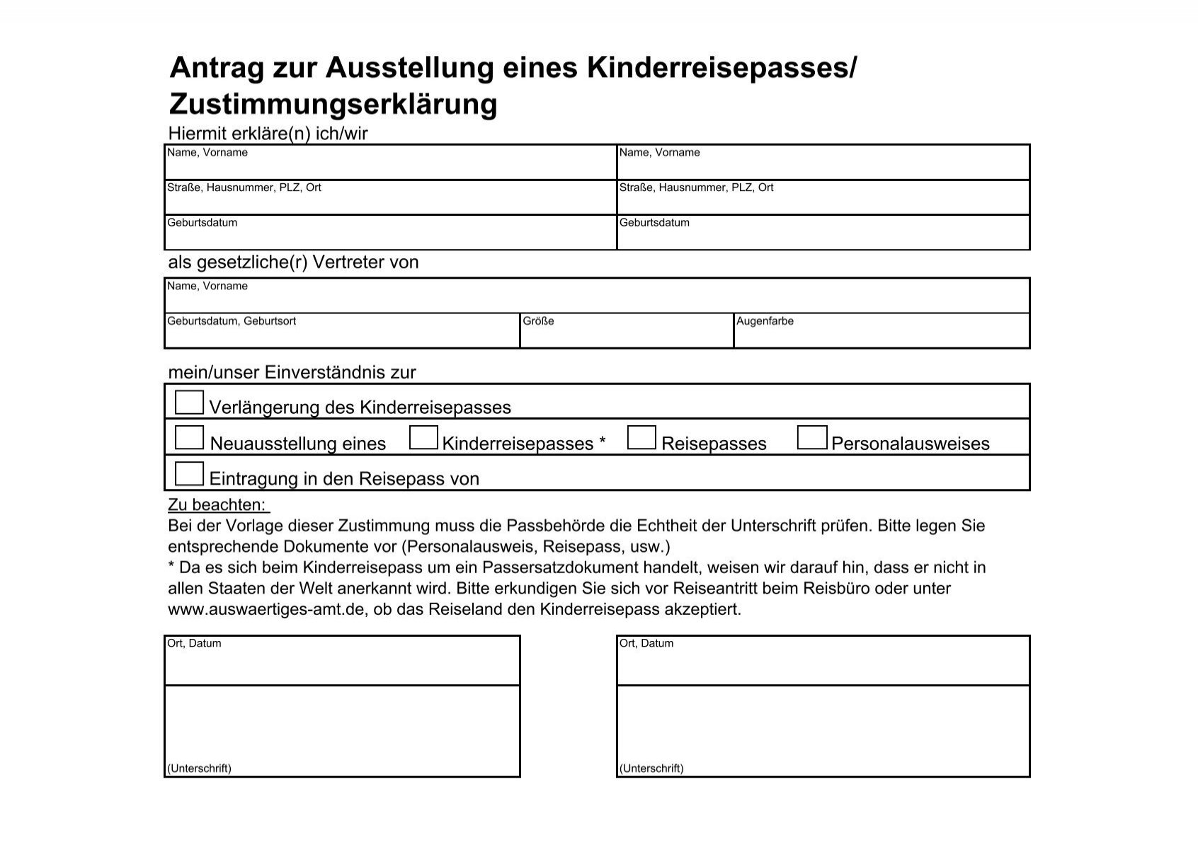 Deutsche Reisepass Beantragen Für Ausländer Antrag auf Ausstellung eines Kinderreisepasses - Marktgemeinde