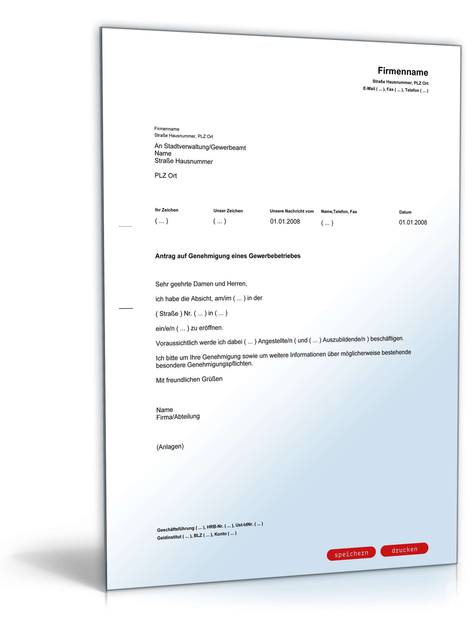 Antrag Auf Verlängerung Eines Aufenthaltstitels Antrag Genehmigung eines Gewerbes | Muster zum Download