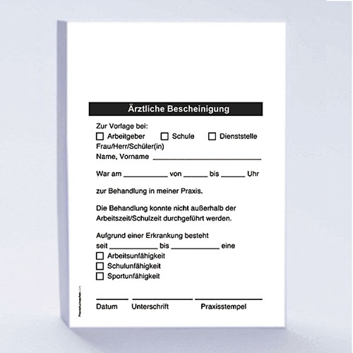 Bescheinigung Nutzung Privates Handy Vorlage Pdf Ärztliche Bescheinigung DIN A6 weiß