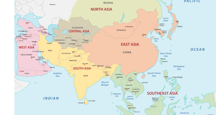 Asien Karte Mit Ländern Und Hauptstädten Asien Länder - Karte, Regionen & Hauptstädte in der Übersicht