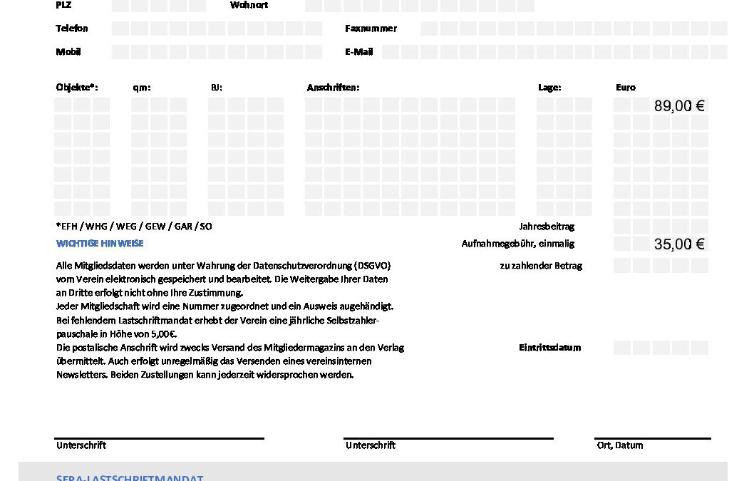 Mitgliedschaft Haus Und Grund Kosten Aufnahmeantrag | Haus & Grund
