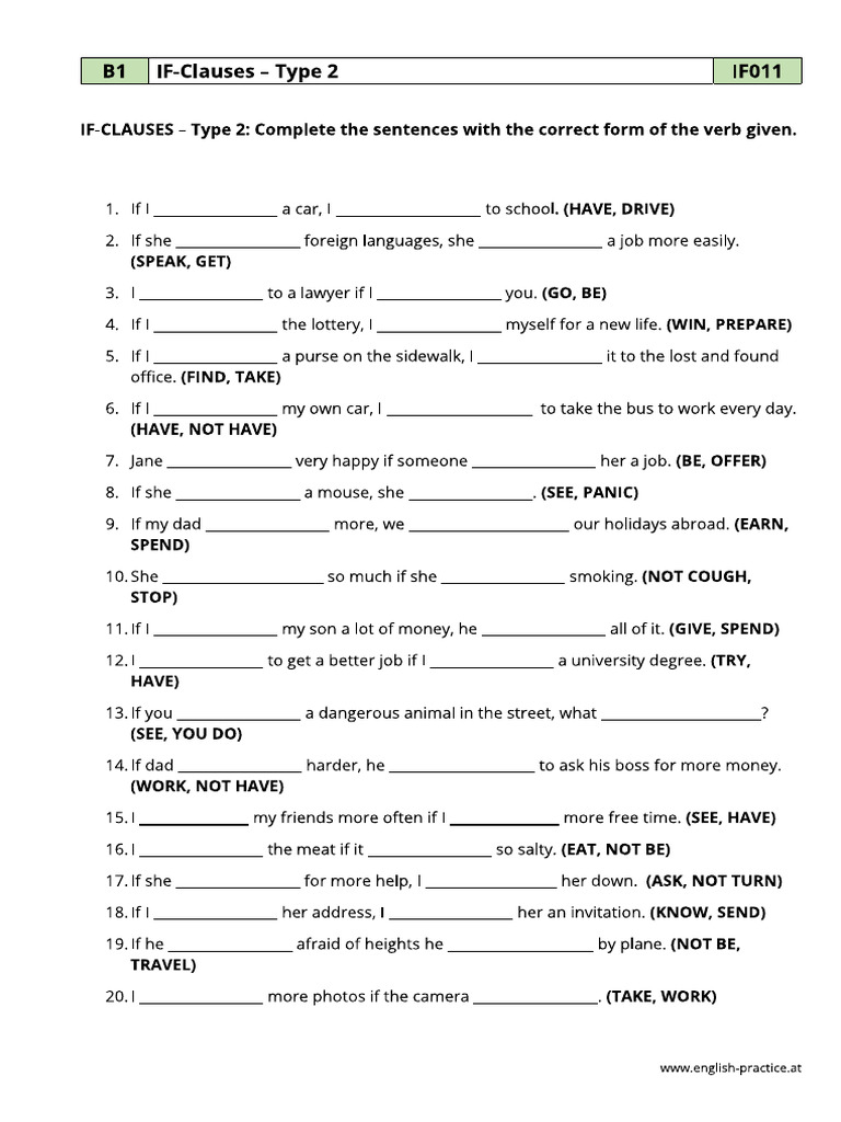 If Clauses Type 1 2 3 B1 If Clauses Type 2 | PDF
