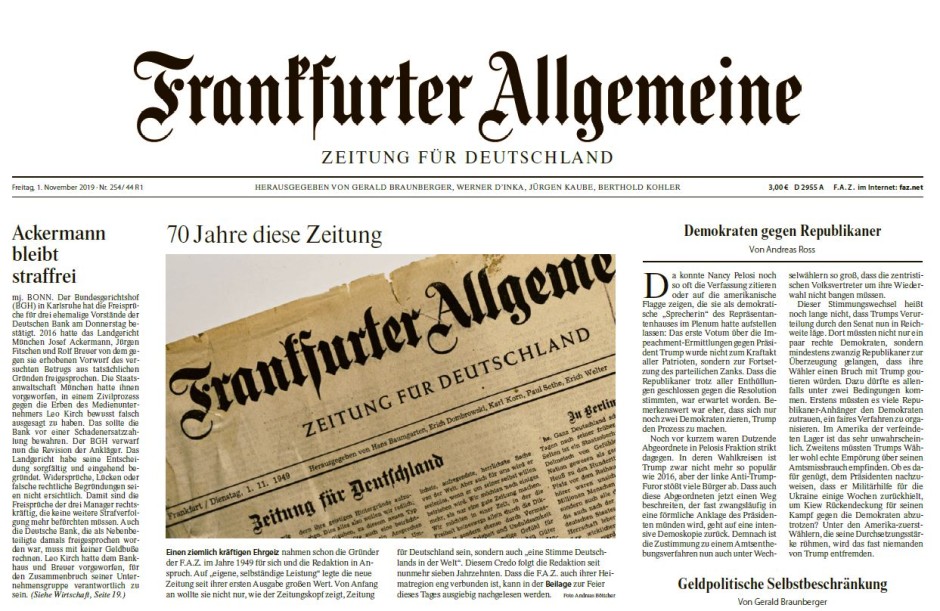 Faz Paderborn Facharztpraxis Orthopädie Dr. Andreas Ruch Bild zu: Frankfurter Allgemeine Zeitung erscheint in neuem Layout