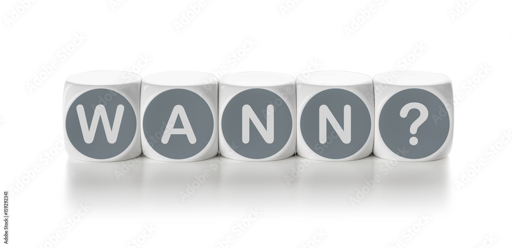 Wann Werden Die Weihnachtsbäume Abgeholt 2025 Buchstabenwürfel auf weißem Hintergrund - Wann Stock-Illustration