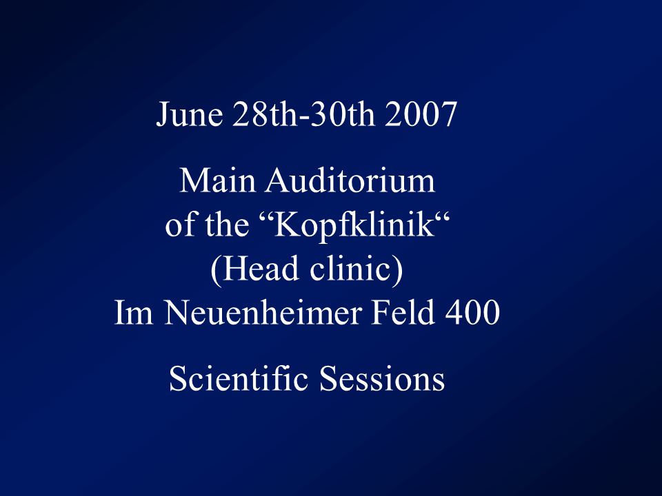 Kopfklinik Im Neuenheimer Feld 400 69120 Heidelberg Circumference of Turner th Annual Meeting of the Society of Research