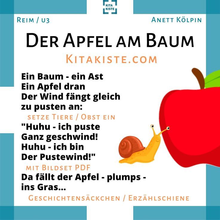 Ferienangebote Für Kinder In Der Nähe Der Apfel REIM / u3 / Herbst | Geschichtensäckchen, Reime, Apfel
