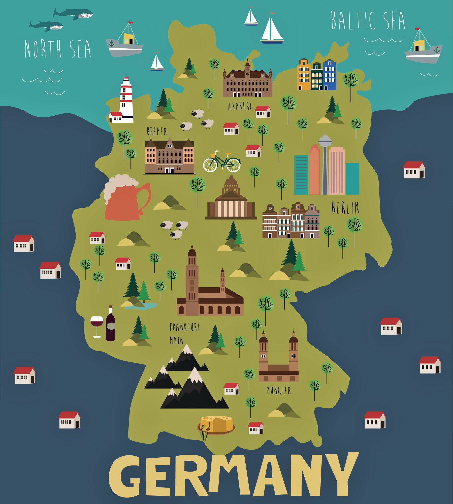 Deutschland Quiz 60 Fragen 60 Antworten Pdf Deutschland Karte der wichtigsten Sehenswürdigkeiten - OrangeSmile.com