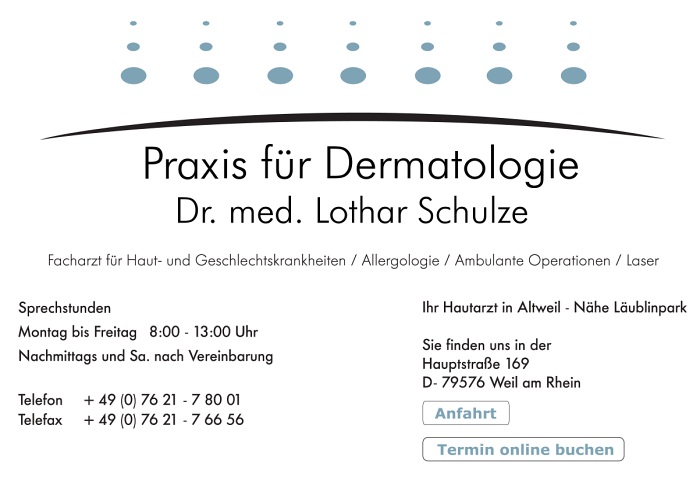 Rezensionen Für Hautarztpraxis & Allergologie Dr. Med. Lothar Walther Dr. med. Lothar Schulze - Praxis für Dermatologie