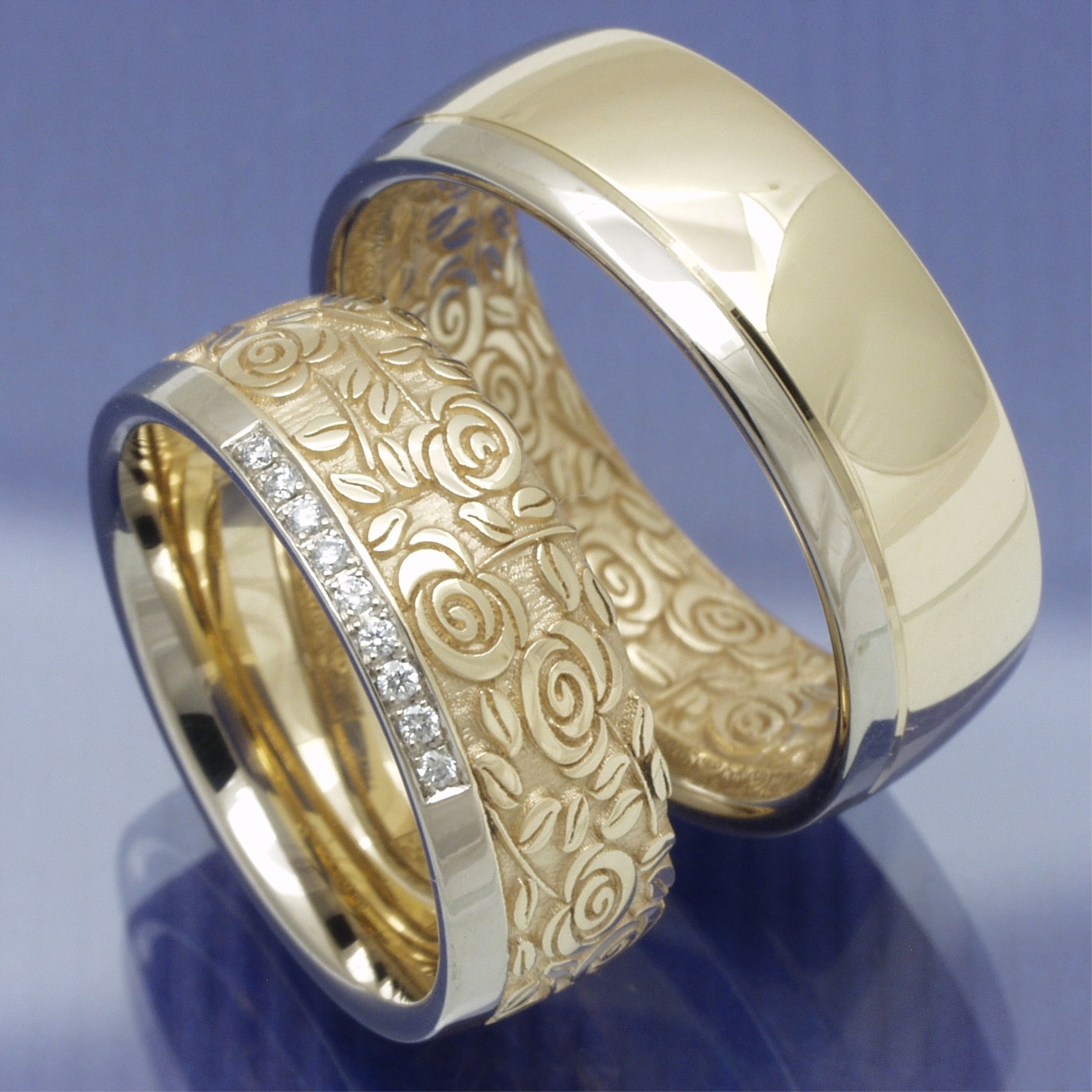Trauringe Münster Juwelier Aurelius & Goldankauf eheringe-shop - Edle besondere Rosen Trauringe aus 585 Apricotgold und