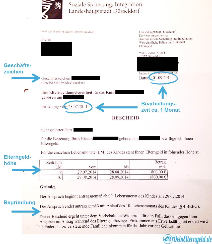 Geburtsurkunde Zur Beantragung Von Elterngeld Elterngeldbescheid - Aufbau und Inhalte | DeinElterngeld.de