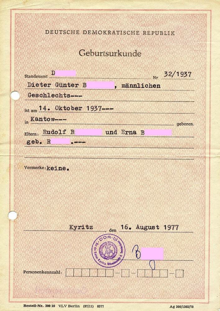 Braucht Man Original Geburtsurkunde Bei Geburt Geburtsurkunde | DDR Museum Berlin