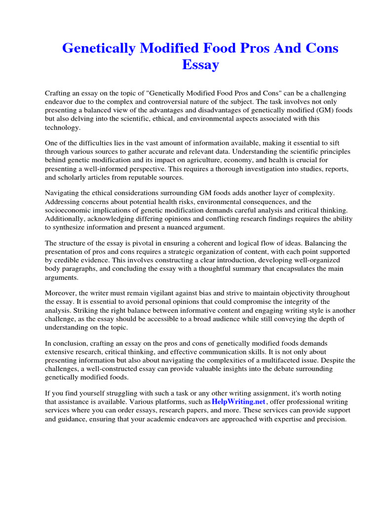 Genetically Engineered Food Pros And Cons