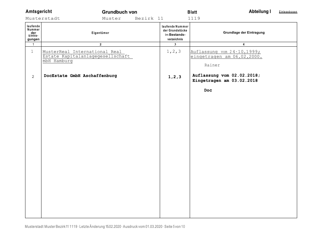 Wo Erhalte Ich Einen Grundbuchauszug Grundbuchauszug Muster: Am Beispiel erklärt!