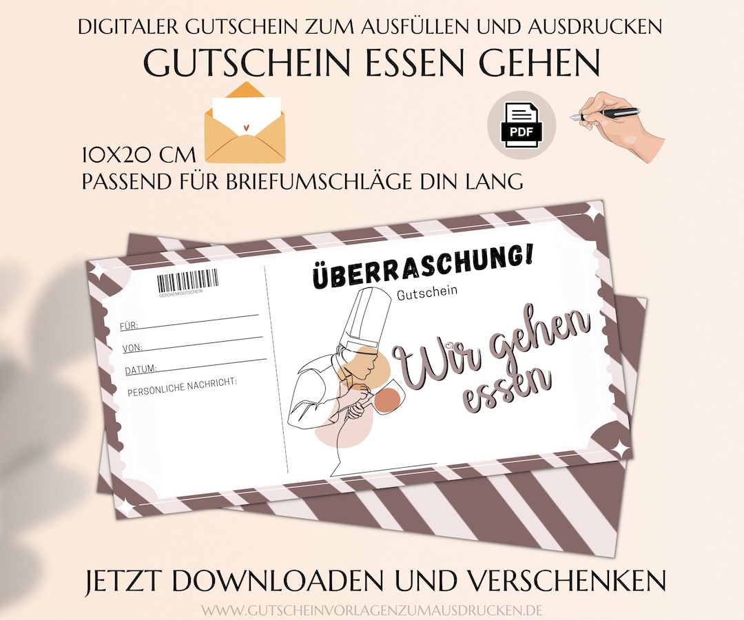 Montags Essen Gehen In Der Nähe Gutschein Essen Gehen Vorlage Zum Ausdrucken PDF Restaurant Einladung