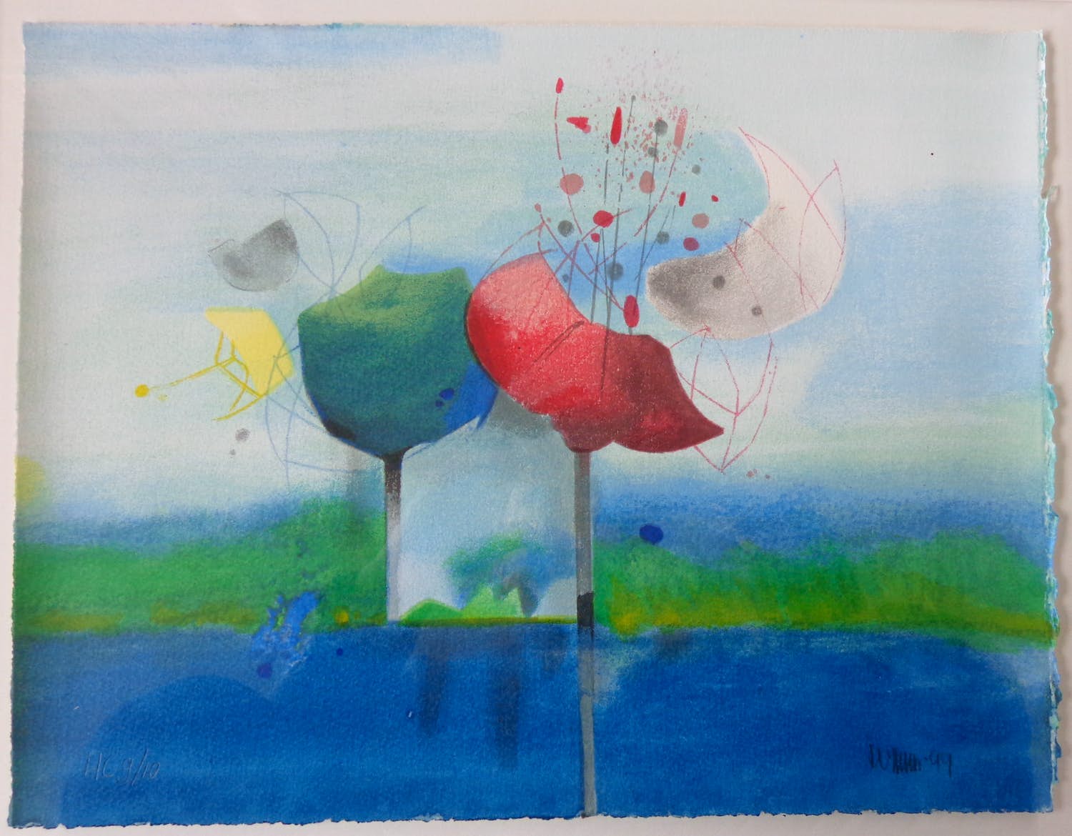 Hautarztzentrum Krefeld Dr. Wolff - Dr. Sauer - Dr. Hoffmann Heinz Hoffmann - FIGURATIE / KLEURZEEFDRUK / 53x63cm / KADER / SIG