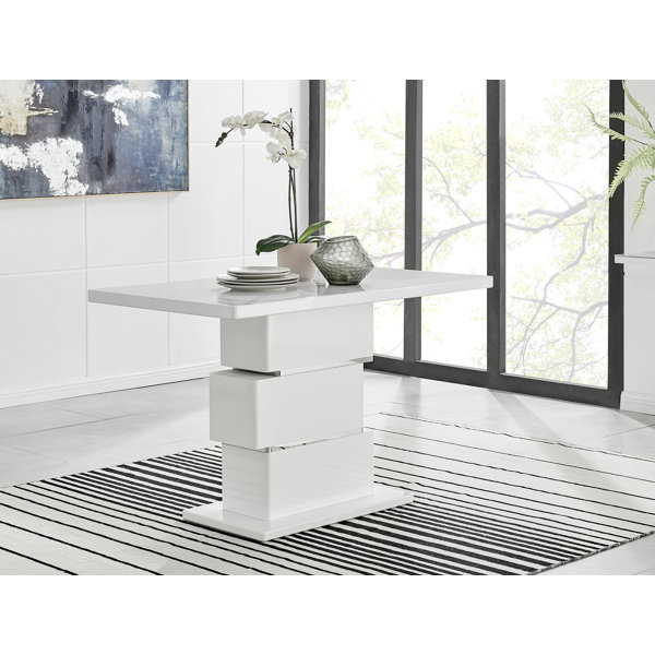 Optik Jahn Bonn Hörakustik & Optiker Ivy Bronx Corova Modern High Gloss Chrome Dining Table Set with 4