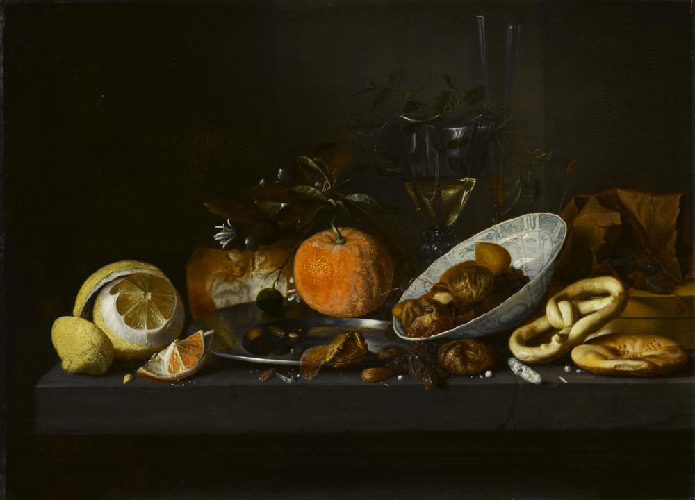 Stillleben Mit Nautiluspokal Und Hummer Jan Davidsz. de Heem - Still Life with Fruit and Pretzels