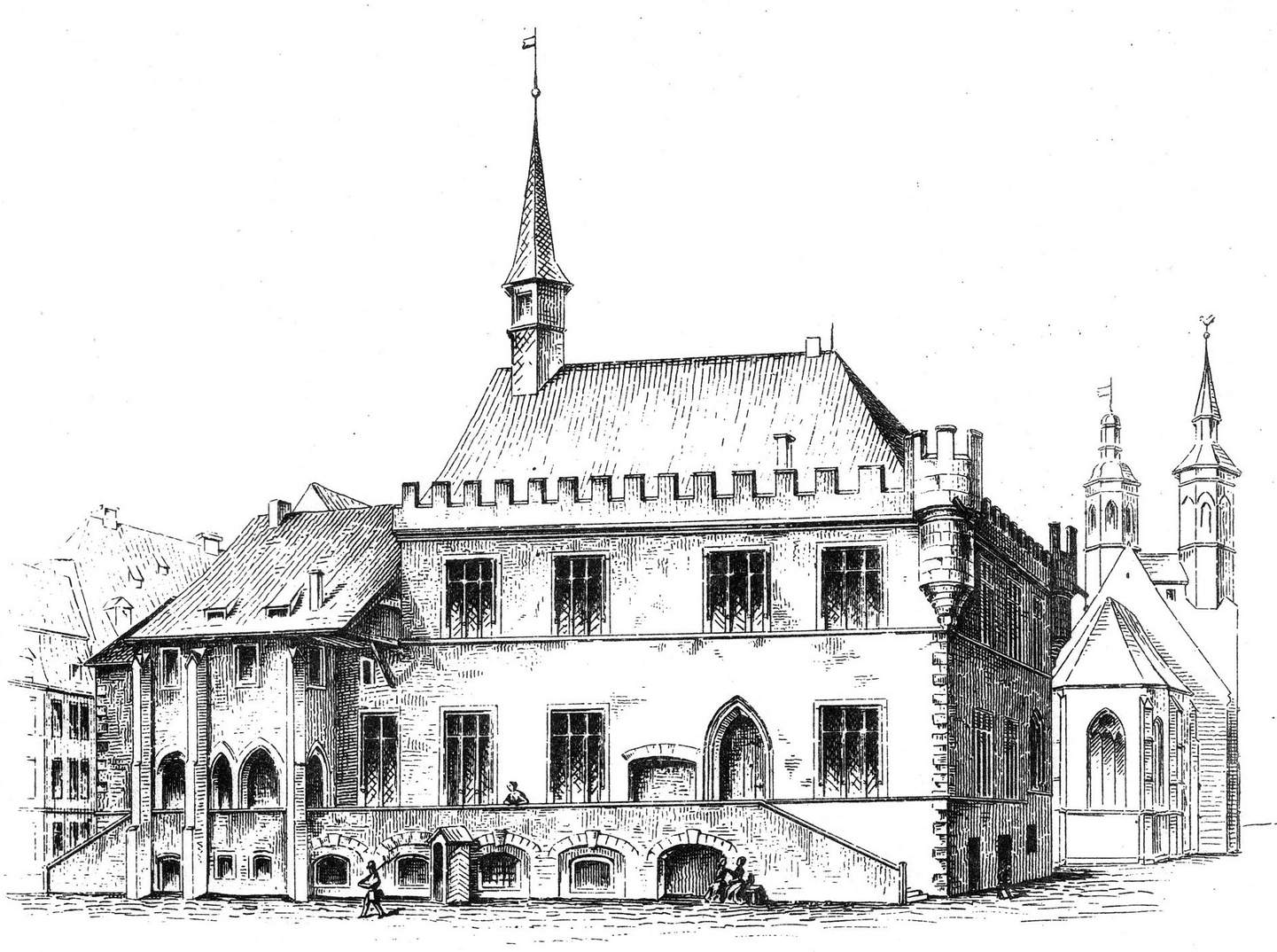 Altes Standesamt & Altes Rathaus Jigsaw Puzzle | Göttingen, Altes Rathaus (Historische Abbildung 1869