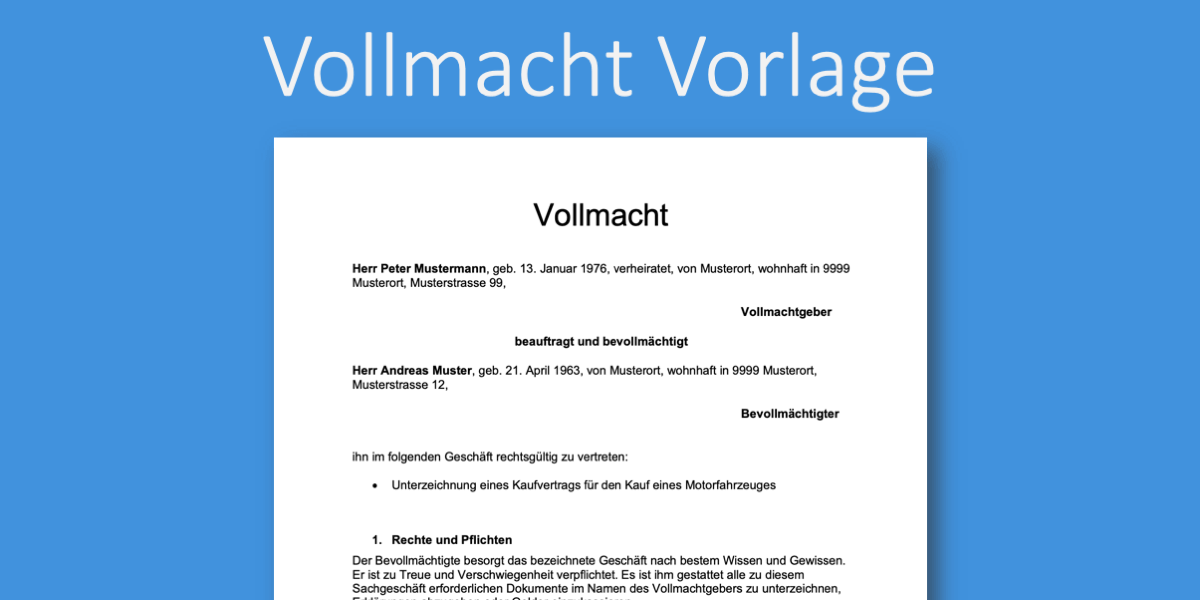 Vollmacht Zur Abholung Eines Kfz Kfz-Vollmacht