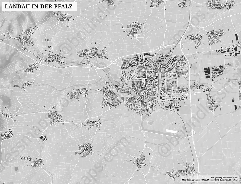 Raddegaggl-stubb Industriestraße Landau In Der Pfalz Landau in der Pfalz - Figure-ground Vector Map | Boundless Maps
