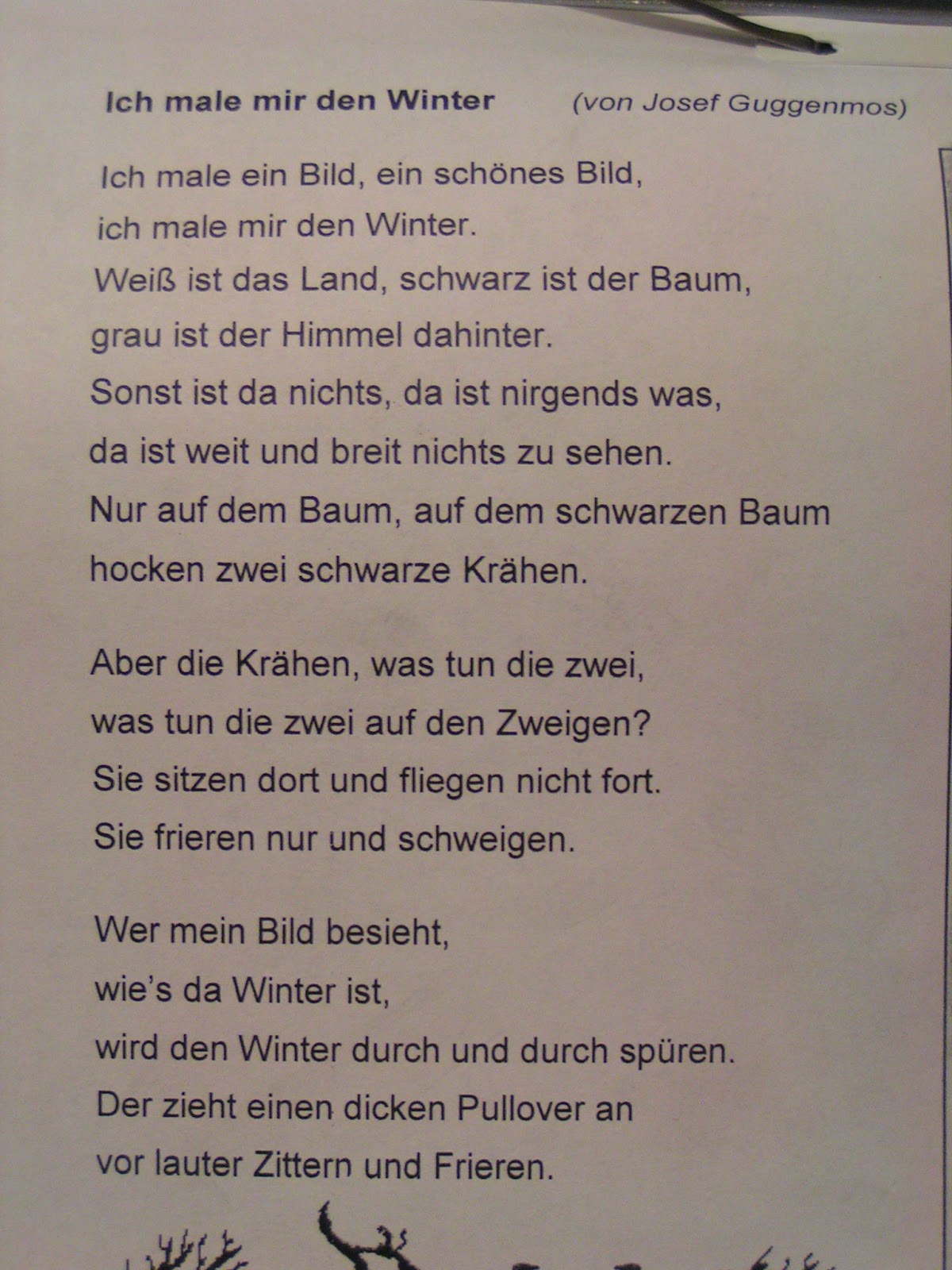 Josef Guggenmos Ich Male Mir Den Winter
