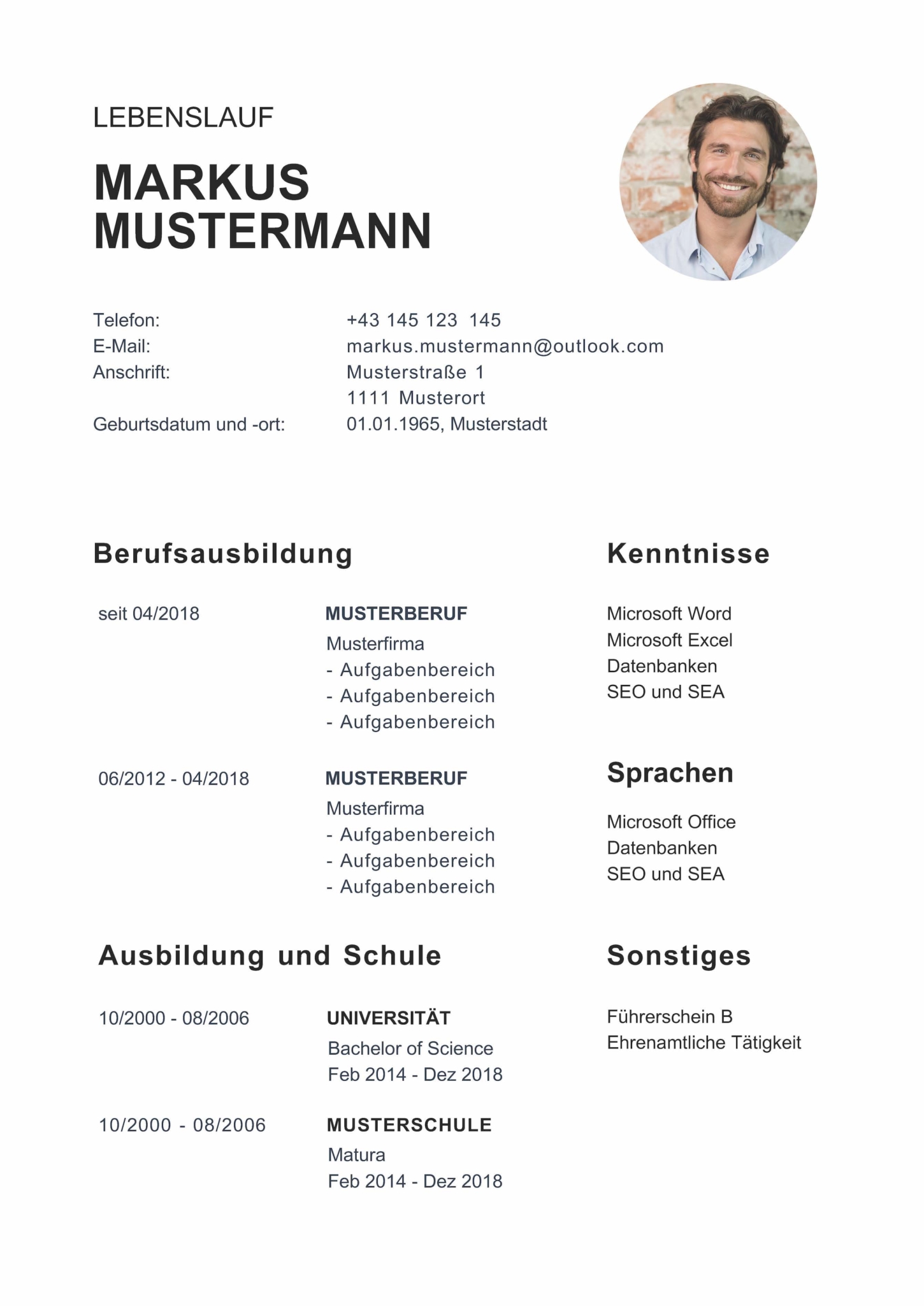 Lebenslauf Für Praktikum Schüler Vorlage