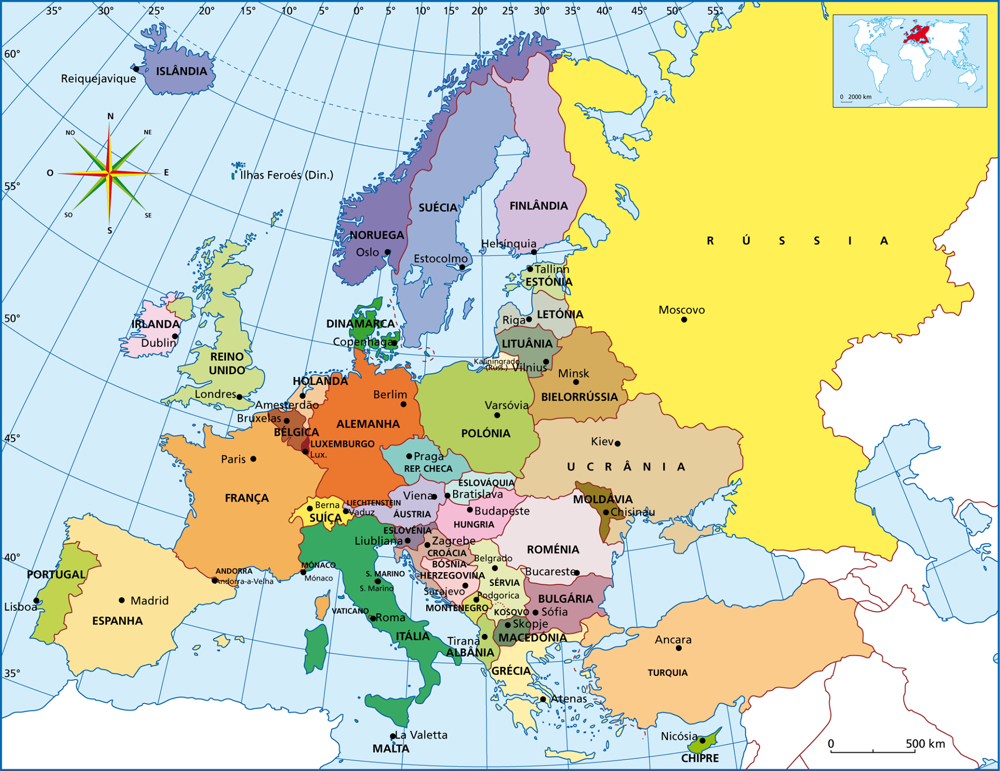 Europa Länder Und Hauptstädte Arbeitsblatt Mapa Da Europa