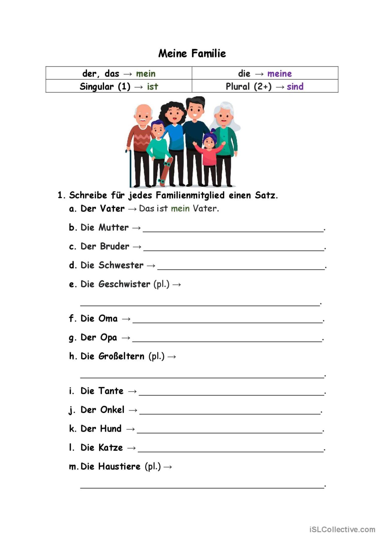 Meine Erwartungen An Das Praktikum Meine familie (possesivpronomen) all…: Deutsch DAF Arbeitsblätter pdf & doc
