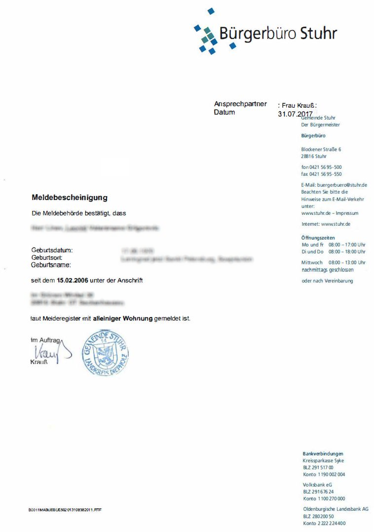 Woher Bekomme Ich Eine Meldebescheinigung Meldebescheinigung - WebMoney Wiki