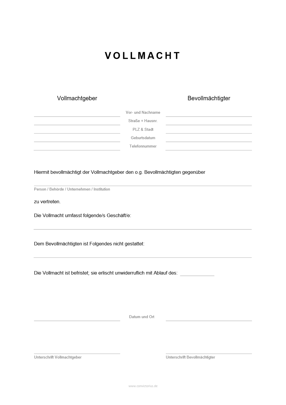 Vollmacht Zur Abholung Eines Personalausweises