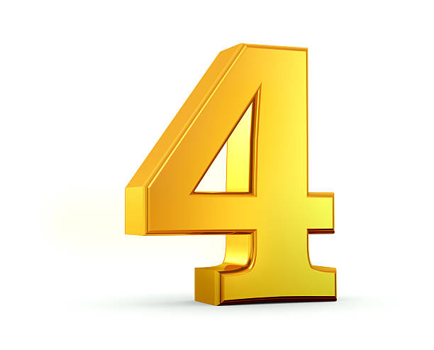 4 Mrgn Keim Zu Hause Number Number 4 Metal Three Dimensional Shape Stock Photos, Pictures