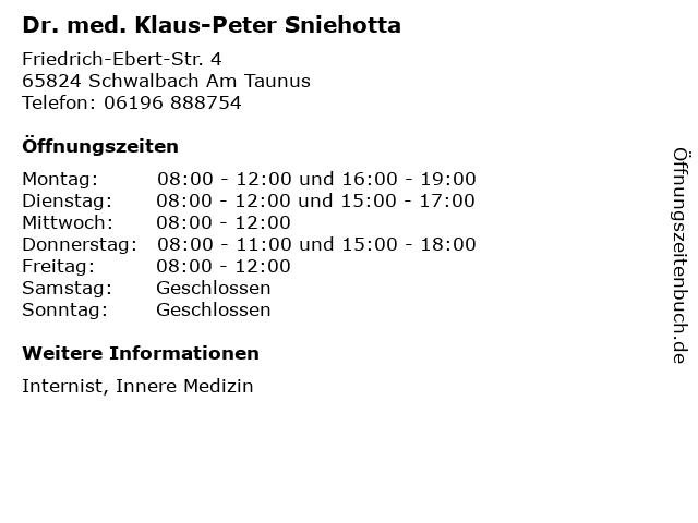 Bilder Von Dr. Med. Peter Schwalbach ᐅ Öffnungszeiten „Dr. med. Klaus-Peter Sniehotta“ | Friedrich-Ebert-Str