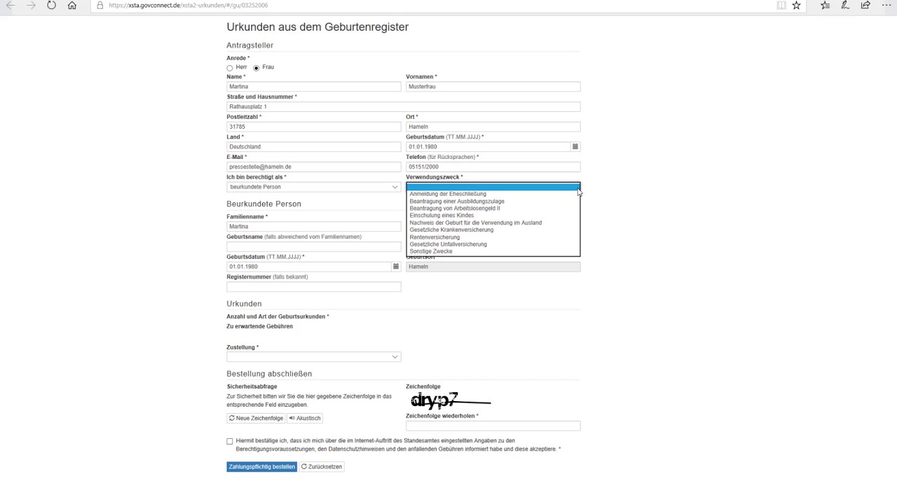 Wozu Braucht Man Als Erwachsener Eine Geburtsurkunde Online eine Geburtsurkunde bestellen und bezahlen - YouTube