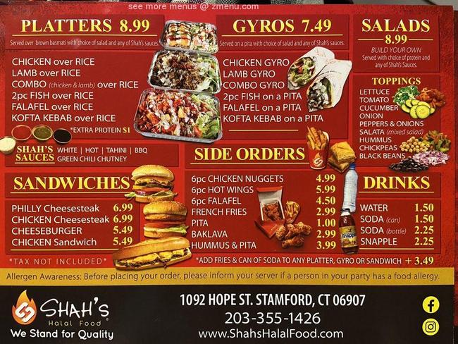 Mutlu Halal Hähnchen Grill Und Döner Online Menu of Shah's Halal Food Restaurant, Stamford, Connecticut