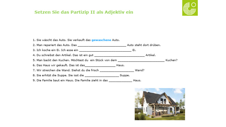 Partizip 1 Und 2 Als Adjektive übungen Partizip 2 Als Adjektiv | PDF