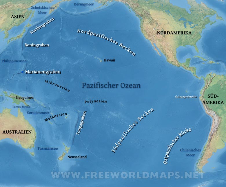 Pazifik Und Atlantik Mischen Sich Nicht Pazifischer Ozean Karte - Freeworldmaps.net