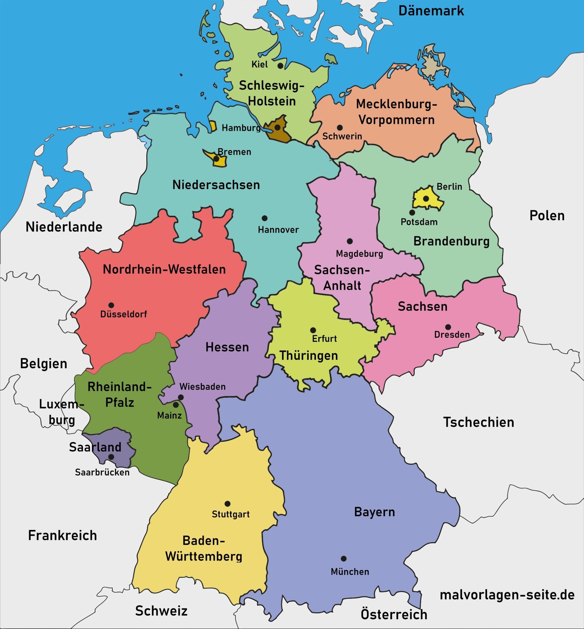 Deutschland Karte Mit Flüssen Und Gebirgen Politische Landkarte Deutschland kostenlos herunterladen