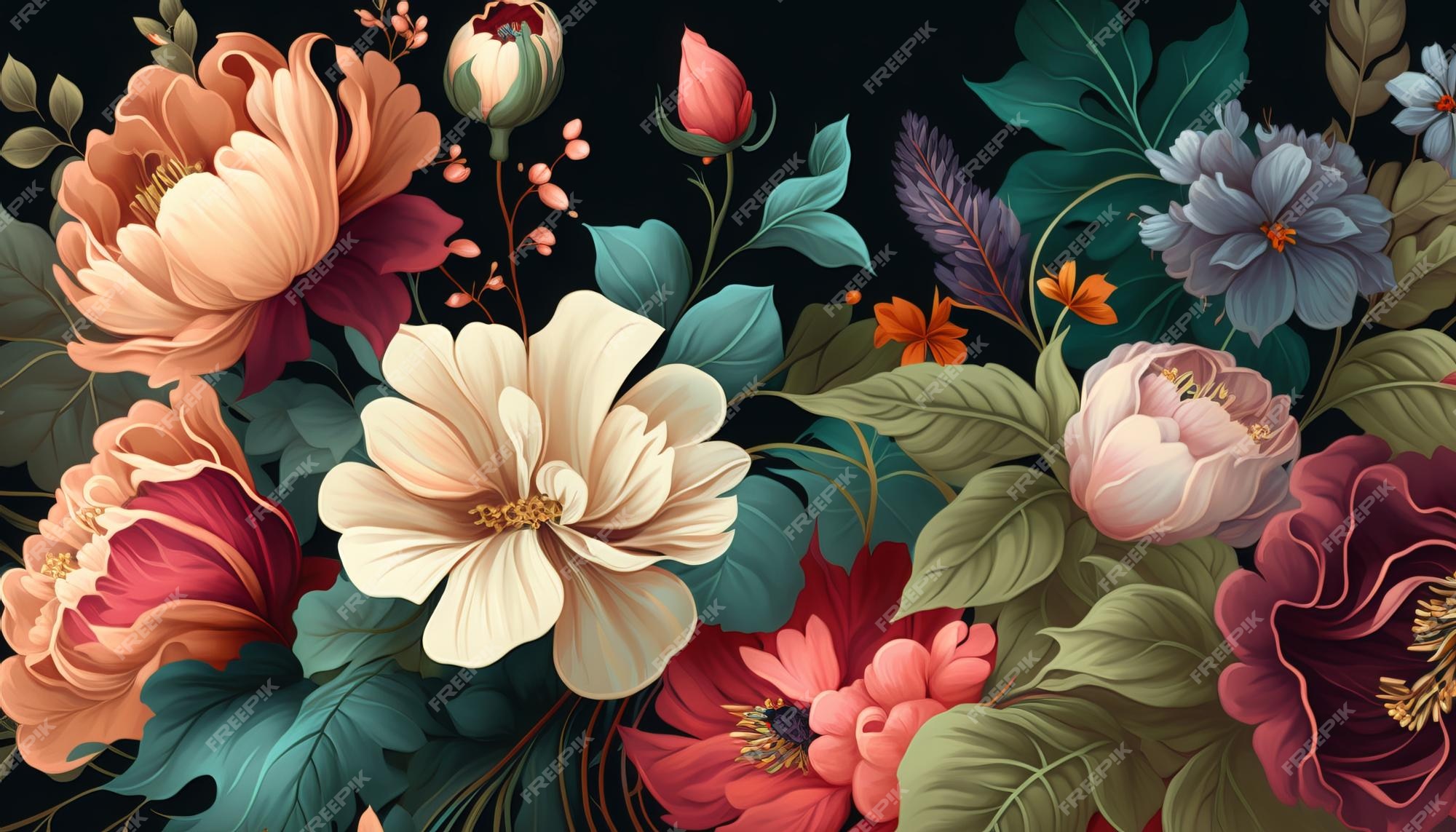 Floral Studio Bekemeier Und Jasper Gmbh Premium Photo | Floral pattern with dainty flowers and bold blooms. AI