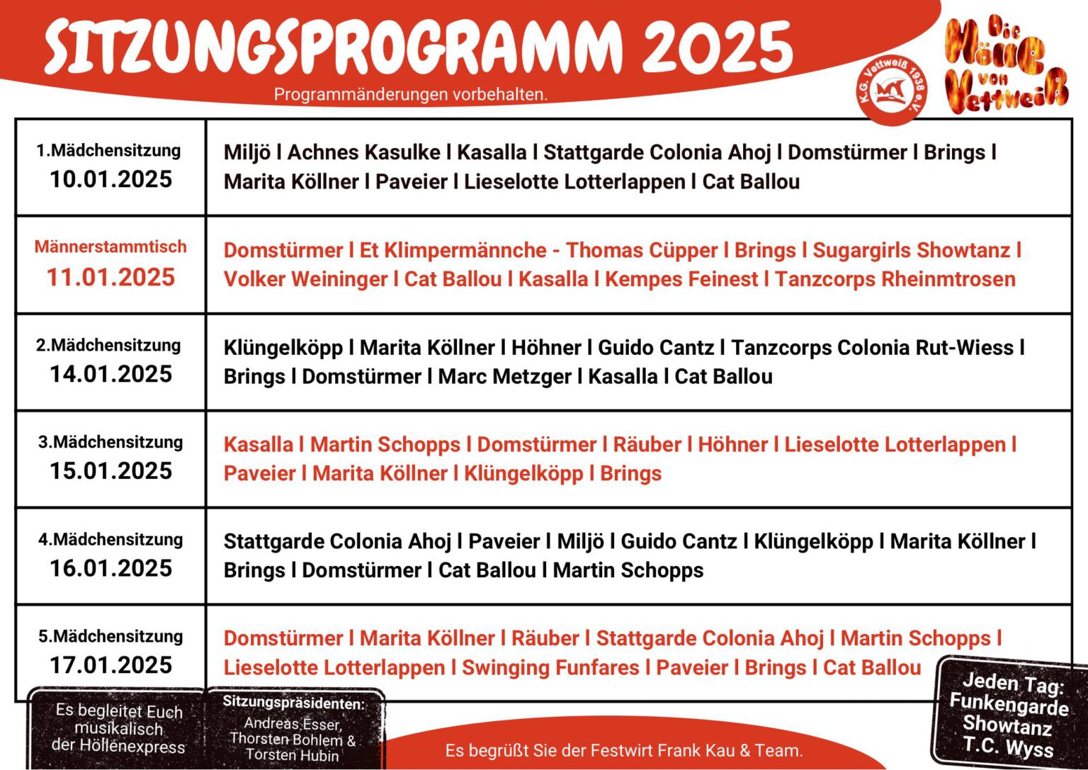 Programm Zum Schneiden Von Musik Programm Übersicht 2025 – Vettweißer KG 1938 e.V.
