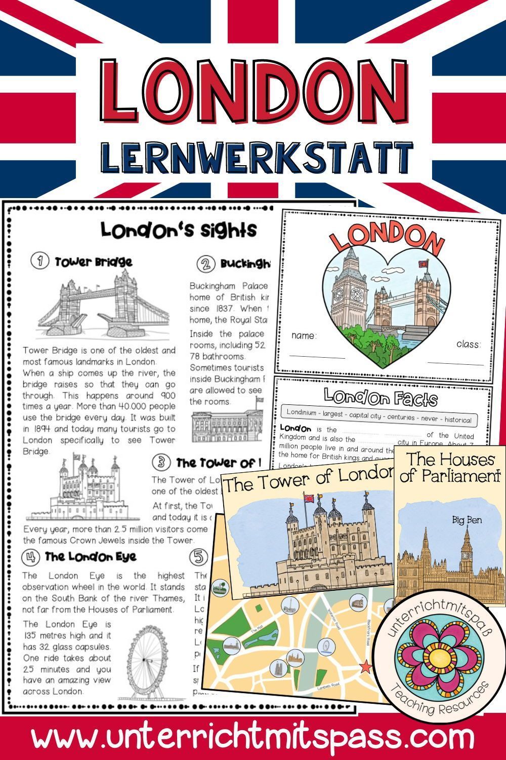 Sehenswürdigkeiten Von London Auf Englisch RIESIGE LERNWERKSTATT - London im Englisch Unterricht in 2024 | Reading