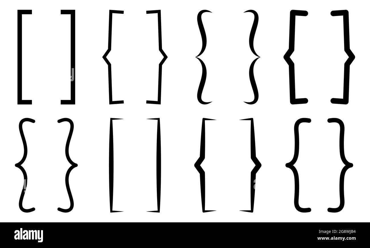 Klammer Und Zeh Gmbh Finanzservice Hausverwaltung Versicherungen Satz von Text-Klammer-Symbol. Vector Black Kollektion auf weißem