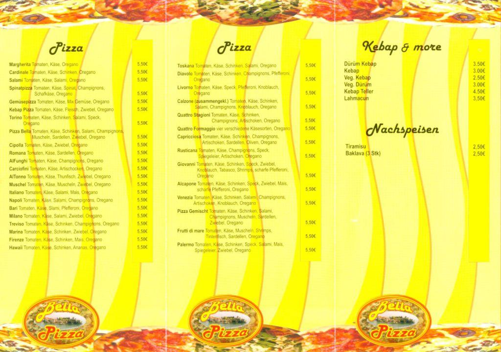 Aksaray 3 Döner & Pizza Imbiss Speisekarte - Imbiss Bella Pizza