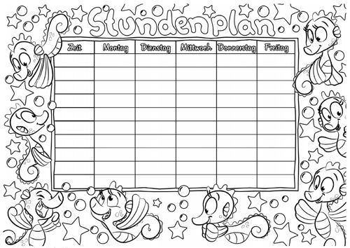 Stundenpläne Zum Ausdrucken Und Ausfüllen stundenplan2 – Zaubereinmaleins Shop